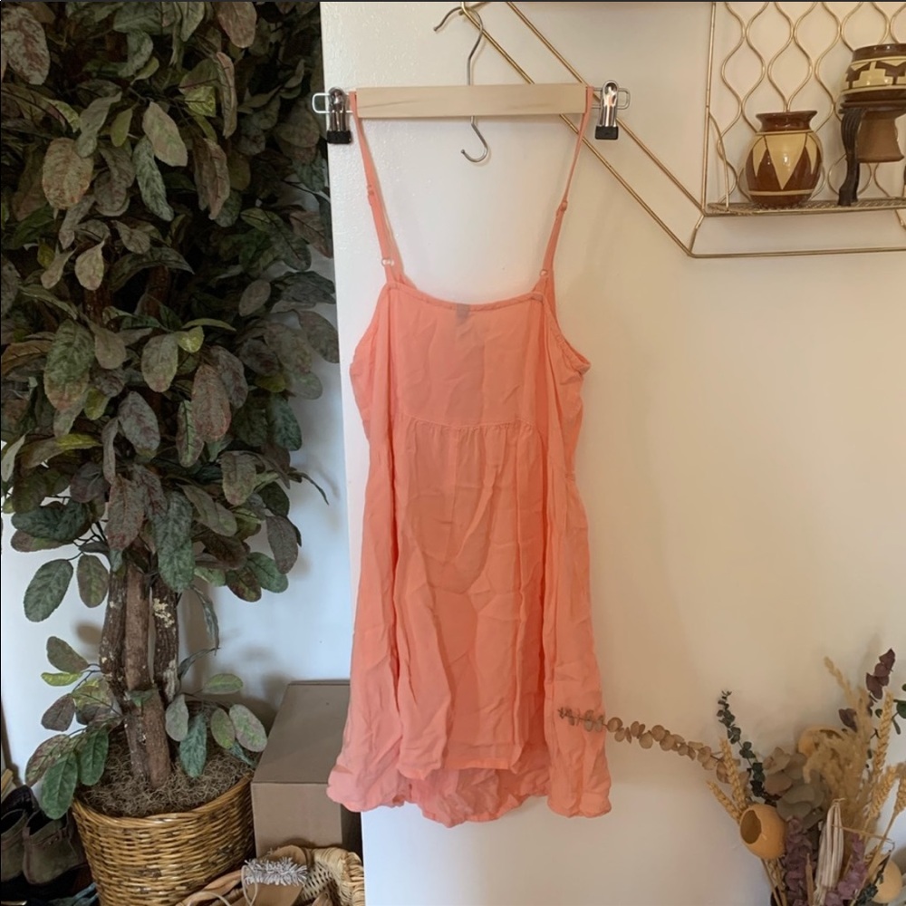 🔴 H&M Orange peach summer dress zipper Divided - Picture 4 of 5